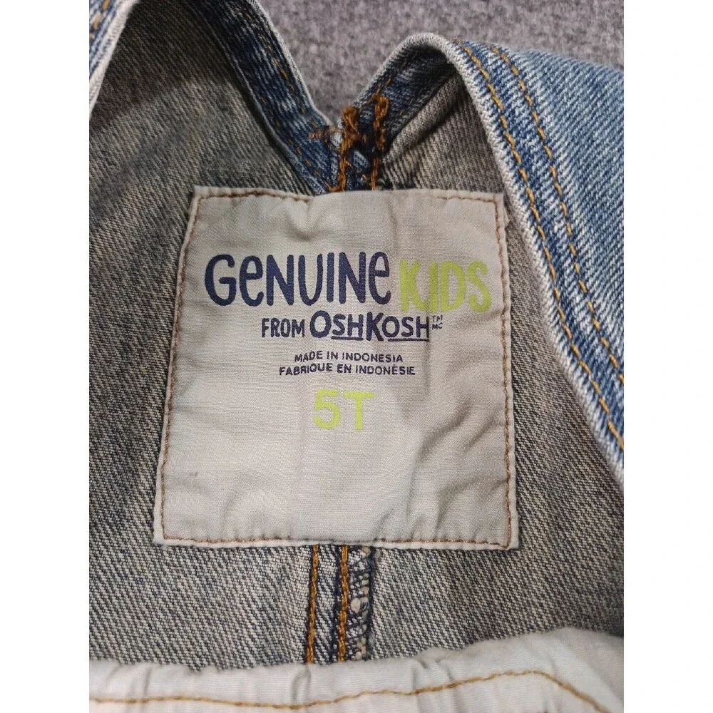 Oshkosh Kids Toddlers Blue Overalls Jeans Size 5T Side Snaps